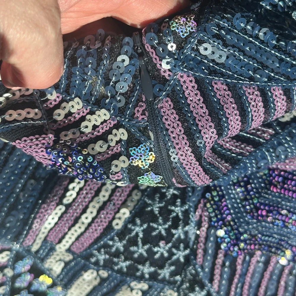 BTFL-Life Sequin Mini Skirt – Blue Purple Patchwork | Size M | Video